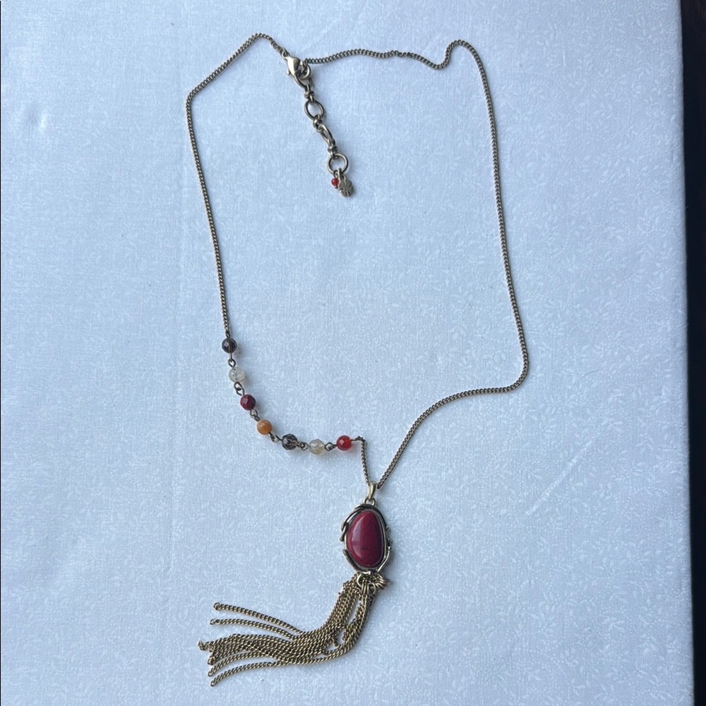 Lucky Brand‎ Red and Gold Necklace with Pendant